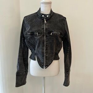 Forever 21 Black Gray Charcoal Jean Jacket XL